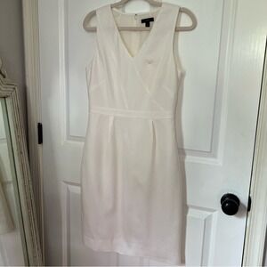 J. Crew Classy Sophisticated White Minimalist Sleeveless‎ V-Neck Dress Size 6